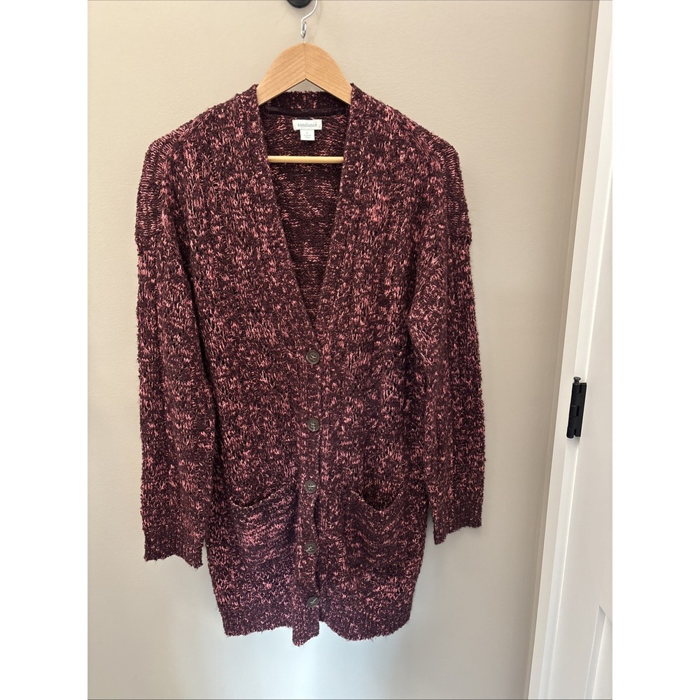 Sundance Sweater Womens Large Purple Pink Heathered Wool Grandpa Duster Cardigan